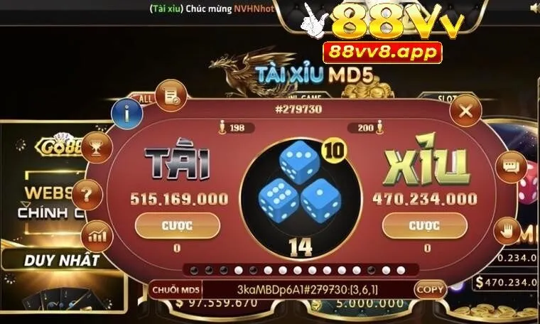 88VV cái tên cung cấp game tài xỉu online uy tín hàng đầu