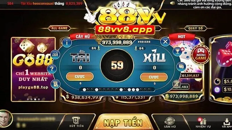 88VV đơn vị chơi chơi tài xỉu online uy tín với ván cược xanh chín